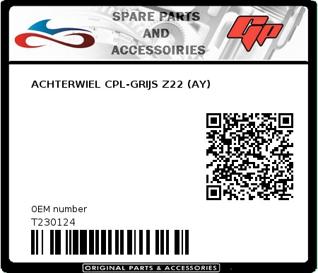 Product image: Tomos - T230124 - ACHTERWIEL CPL-GRIJS Z22 (AY)  0