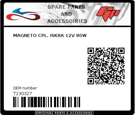 Product image: Tomos - T230327 - MAGNETO CPL. ISKRA 12V 80W  0