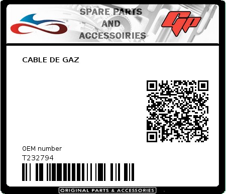Product image: Tomos - T232794 - CABLE DE GAZ  0