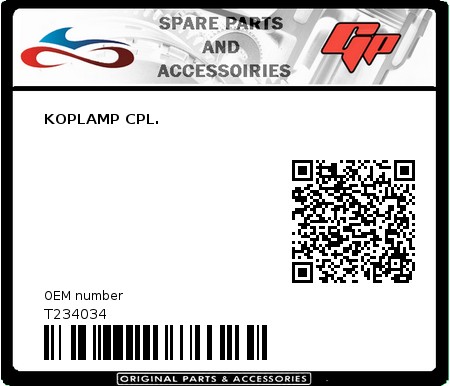 Product image: Tomos - T234034 - KOPLAMP CPL.  0