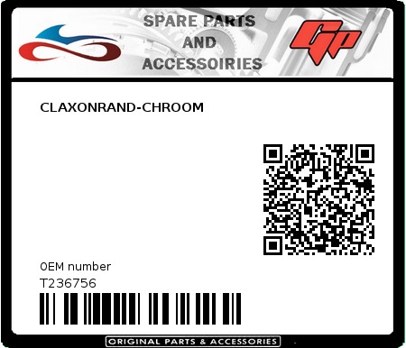 Product image: Tomos - T236756 - CLAXONRAND-CHROOM  0