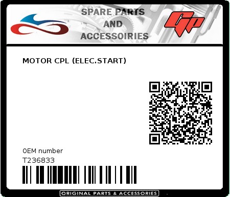Product image: Tomos - T236833 - MOTOR CPL (ELEC.START)  0