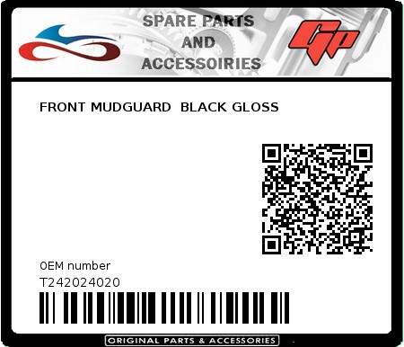 Product image: Tomos - T242024020 - FRONT MUDGUARD  BLACK GLOSS  0