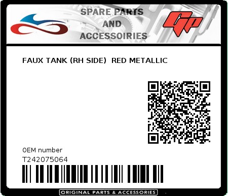 Product image: Tomos - T242075064 - FAUX TANK (RH SIDE)  RED METALLIC  0