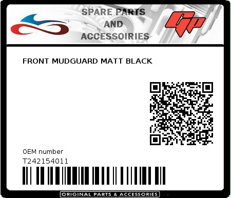 Product image: Tomos - T242154011 - FRONT MUDGUARD MATT BLACK  0