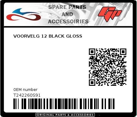 Product image: Tomos - T242260S91 - VOORVELG 12 BLACK GLOSS  0
