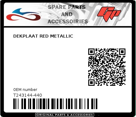 Product image: Tomos - T243144-440 - DEKPLAAT RED METALLIC  0