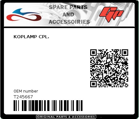 Product image: Tomos - T245667 - KOPLAMP CPL.  0