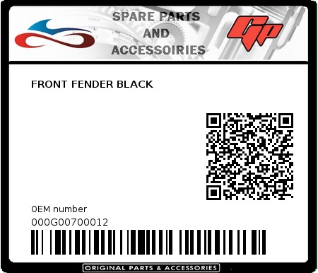 Product image: Derbi - 000G00700012 - FRONT FENDER BLACK   0
