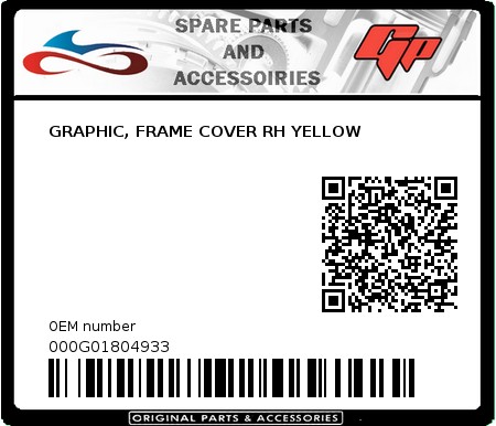 Product image: Derbi - 000G01804933 - GRAPHIC, FRAME COVER RH YELLOW   0
