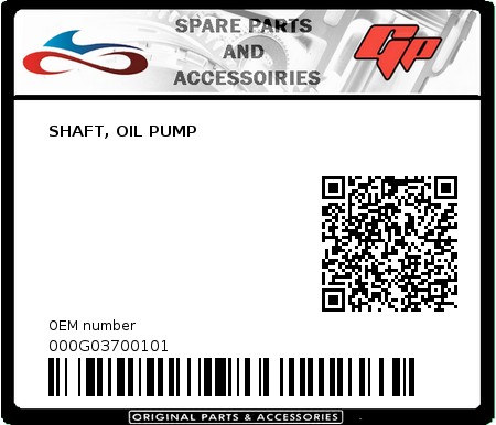 Product image: Derbi - 000G03700101 - SHAFT, OIL PUMP   0