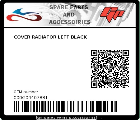 Product image: Derbi - 000G04407831 - COVER RADIATOR LEFT BLACK   0
