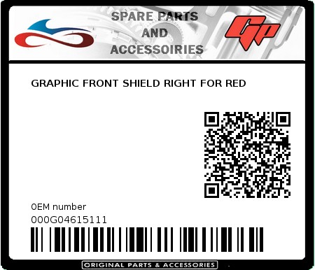 Product image: Derbi - 000G04615111 - GRAPHIC FRONT SHIELD RIGHT FOR RED   0