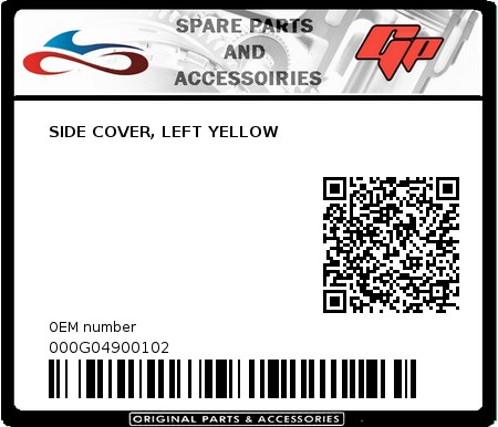 Product image: Derbi - 000G04900102 - SIDE COVER, LEFT YELLOW   0