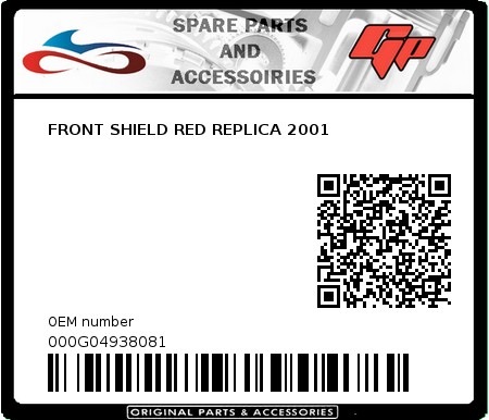 Product image: Derbi - 000G04938081 - FRONT SHIELD RED REPLICA 2001   0