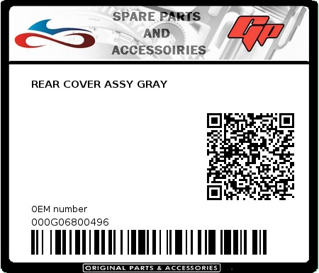 Product image: Derbi - 000G06800496 - REAR COVER ASSY GRAY   0