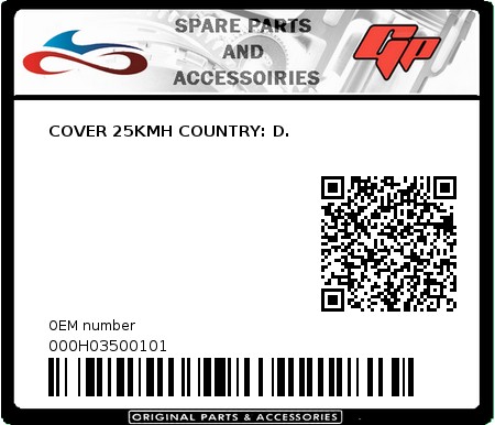 Product image: Derbi - 000H03500101 - COVER 25KMH COUNTRY: D.  0