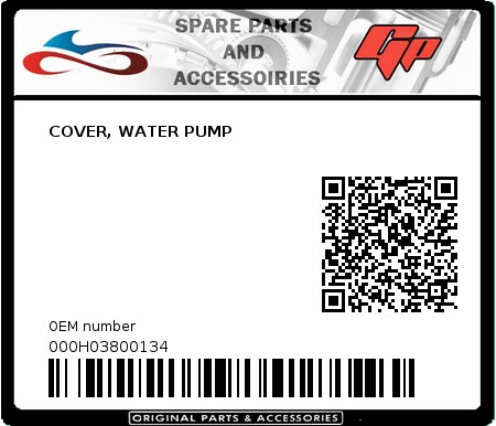 Product image: Derbi - 000H03800134 - COVER, WATER PUMP   0