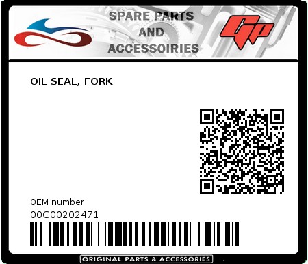 Product image: Derbi - 00G00202471 - OIL SEAL, FORK   0