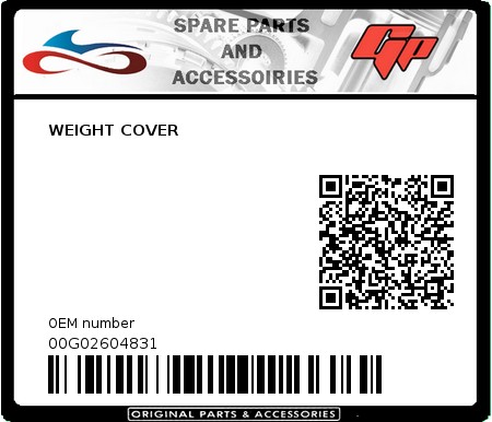 Product image: Derbi - 00G02604831 - WEIGHT COVER  0