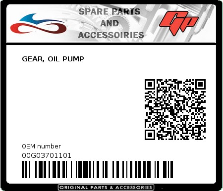 Product image: Derbi - 00G03701101 - GEAR, OIL PUMP   0