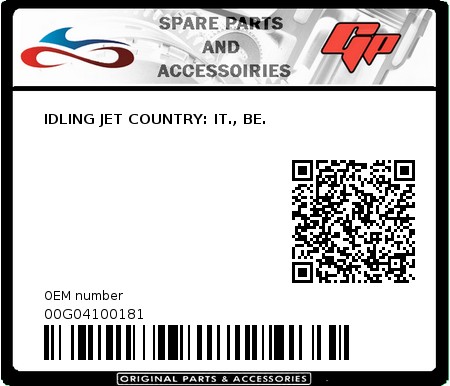 Product image: Derbi - 00G04100181 - IDLING JET COUNTRY: IT., BE.  0