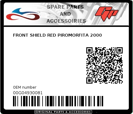 Product image: Derbi - 00G04930081 - FRONT SHIELD RED PIROMORFITA 2000   0