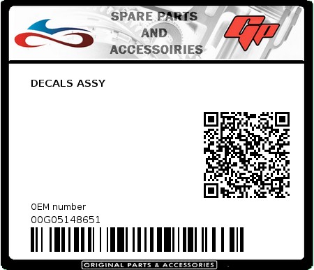 Product image: Derbi - 00G05148651 - DECALS ASSY  0