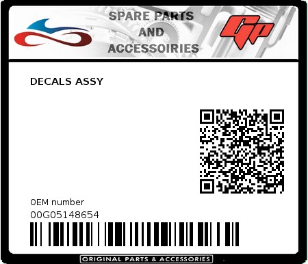 Product image: Derbi - 00G05148654 - DECALS ASSY  0