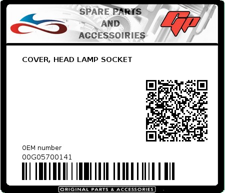 Product image: Derbi - 00G05700141 - COVER, HEAD LAMP SOCKET   0