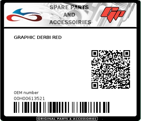 Product image: Derbi - 00H00613521 - GRAPHIC DERBI RED   0