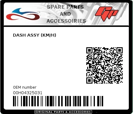 Product image: Derbi - 00H04325031 - DASH ASSY (KM/H)  0