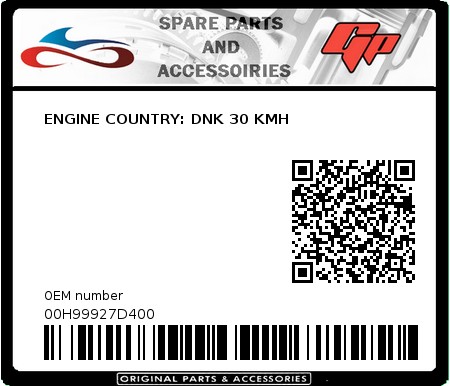 Product image: Derbi - 00H99927D400 - ENGINE COUNTRY: DNK 30 KMH  0