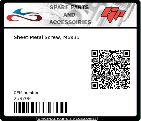 Product image: Derbi - 259708 - Sheet Metal Screw, M6x35  0