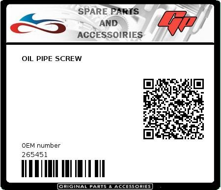 Product image: Derbi - 265451 - OIL PIPE SCREW  0