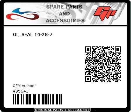 Product image: Derbi - 495643 - OIL SEAL 14-28-7   0