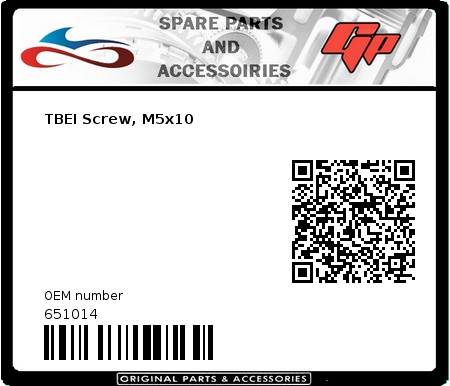 Product image: Derbi - 651014 - TBEI Screw, M5x10  0