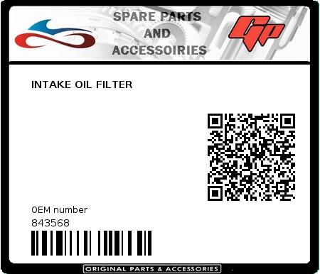 Product image: Derbi - 843568 - INTAKE OIL FILTER  0