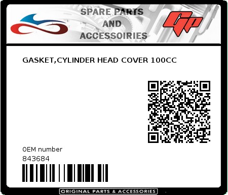 Product image: Derbi - 843684 - GASKET,CYLINDER HEAD COVER 100CC   0