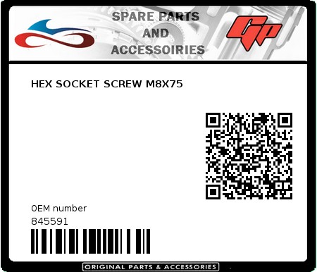 Product image: Derbi - 845591 - HEX SOCKET SCREW M8X75  0