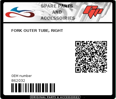 Product image: Derbi - 862032 - FORK OUTER TUBE, RIGHT  0