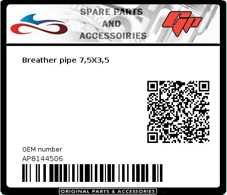 Product image: Derbi - AP8144506 - Breather pipe 7,5X3,5  0