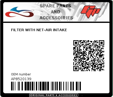 Product image: Derbi - AP8520139 - FILTER WITH NET-AIR INTAKE  0