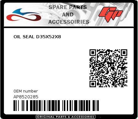 Product image: Derbi - AP8520285 - OIL SEAL D35X52X8  0