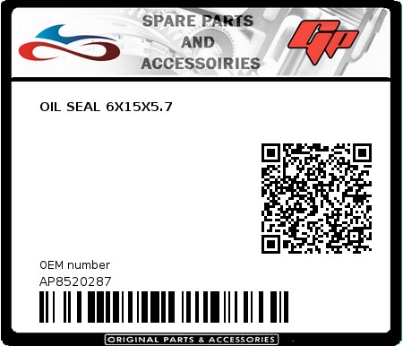 Product image: Derbi - AP8520287 - OIL SEAL 6X15X5.7  0