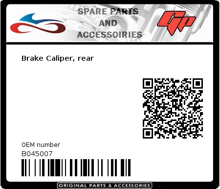 Product image: Derbi - B045007 - Brake Caliper, rear  0
