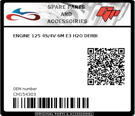 Product image: Derbi - CM154303 - ENGINE 125 4S/4V 6M E3 H2O DERBI  0