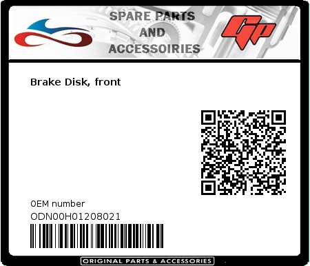 Product image: Derbi - ODN00H01208021 - Brake Disk, front  0