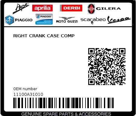 Product image: Sym - 11100A31010 - RIGHT CRANK CASE COMP  0