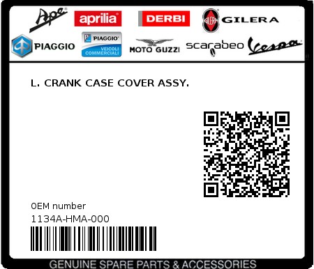 Product image: Sym - 1134A-HMA-000 - L. CRANK CASE COVER ASSY.  0